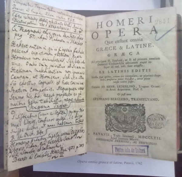 Homer - Opera omnia graece & latine, Patavii, 1762, purtând ex-elibris Fábián Gábor